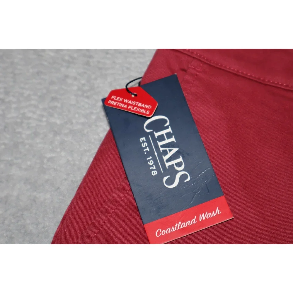 Chaps Coastland Wash Shorts Mens 40 Red Flex Comfort Stretch Chino 9